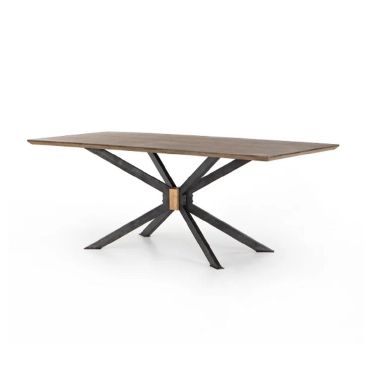 Enzo Decor Solid Wood Top Metal Base Dining Table Wayfair Canada   Solid Wood Top Metal Base Dining Table 